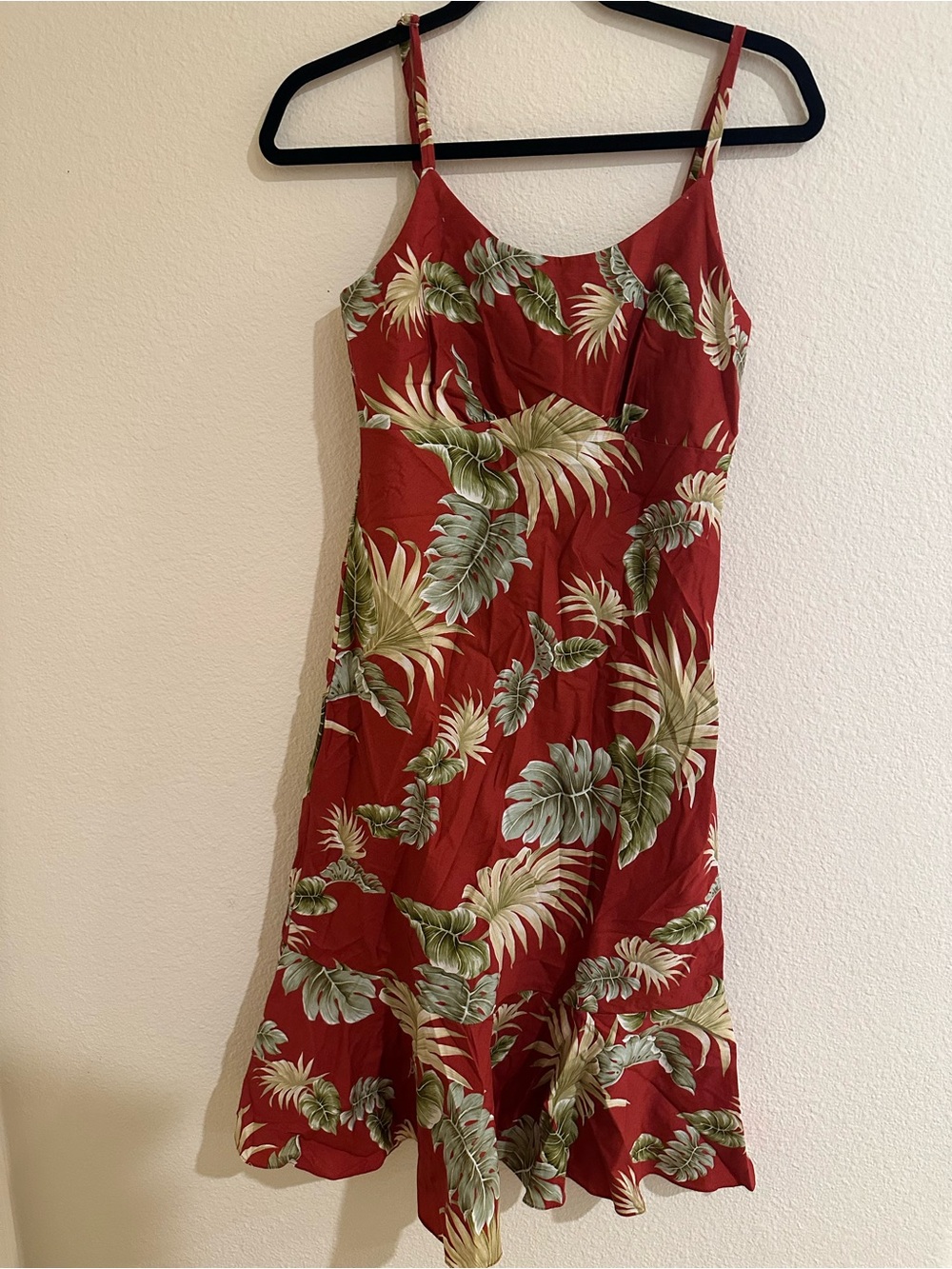 Red Tropical Print Midi Dress